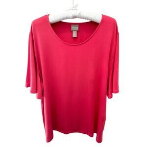 CHICO’S Coral Pink Micromodal Stretch Top Soft Travel Knit | Size 3 XL